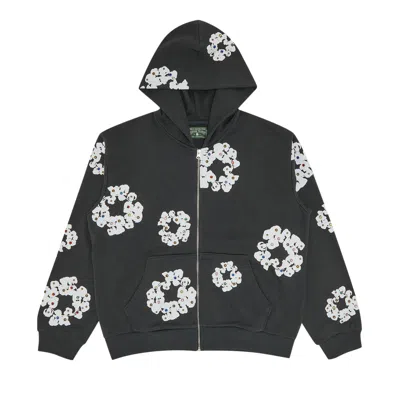 Pre-owned Denim Tears Rhinestone Wreath Zip Hoodie 'vintage Black'