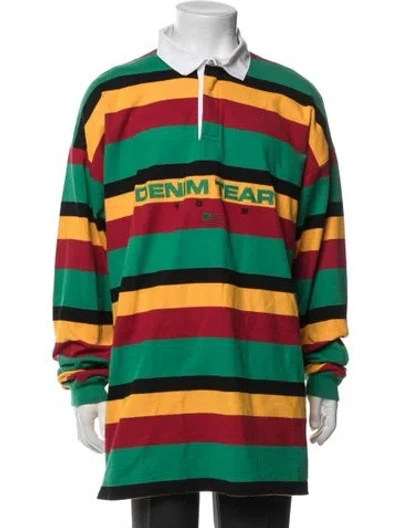 Pre-owned Denim Tears Rugby Striped Polo Shirt In Green