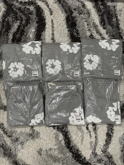 Pre-owned Denim Tears Size Large - Grey  The Cotton Wreath Hoodie And Sweatpants Set In Gray