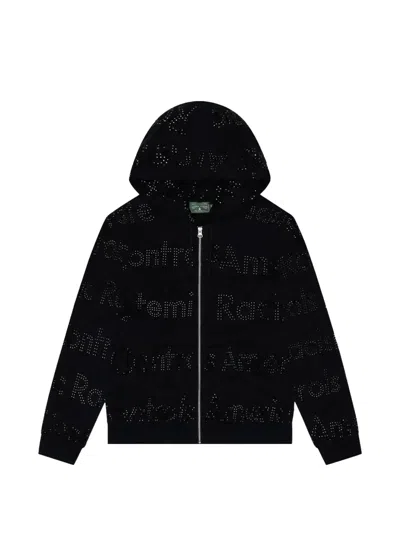 Denim Tears Srca Rhinestone-embellished Hoodie In Black