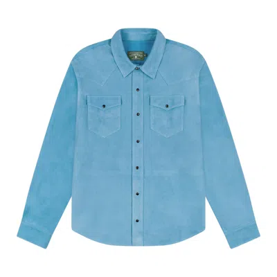 Pre-owned Denim Tears Suede Leather Western Shirt 'blue' 'blue' | Men's Size L