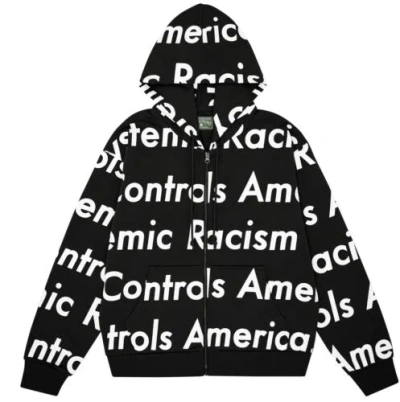 Pre-owned Denim Tears Systemic Racism Controls America Zip Up Hoodie Black Xl Pre Order