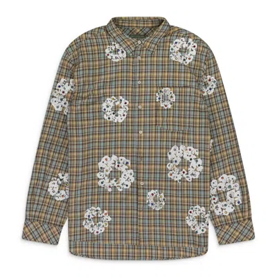 Denim Tears Tan Cotton Wreath Western Button-up In Multi