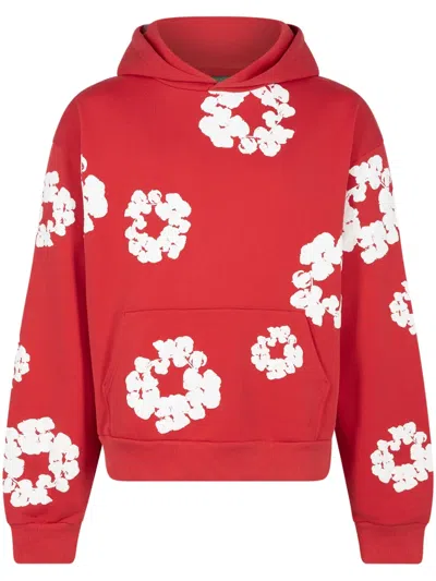 Denim Tears The Cotton Wreath Hoodie In Red