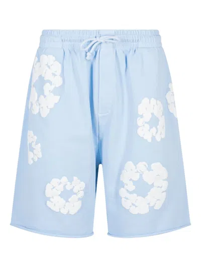 Denim Tears The Cotton Wreath "powder Blue" Track Shorts