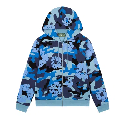 Pre-owned Denim Tears The Wreath Zip Hoodie 'blue Camo' | Men's Size Xl