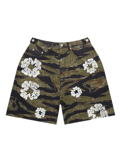 Denim Tears Tiger-motif "camo" Shorts In Green