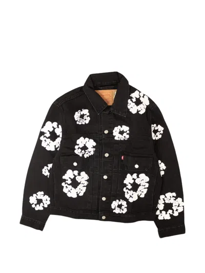 Denim Tears Type Ii Print Denim Jacket In Black