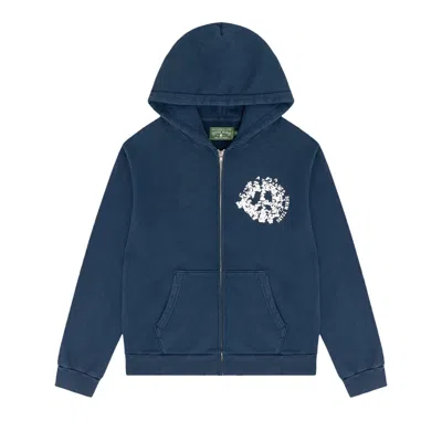 Pre-owned Denim Tears University Zip Hoodie 'navy' In Blue