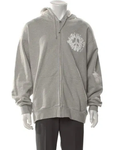 Pre-owned Denim Tears University Zip Up Graphic Print Hoodie W/ Tags In Gray