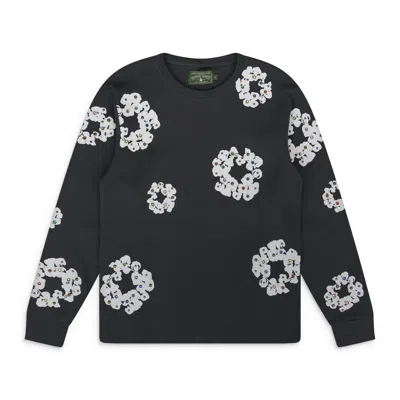 Denim Tears Vintage Black Rhinestone Cotton Wreath Thermal In Yellow