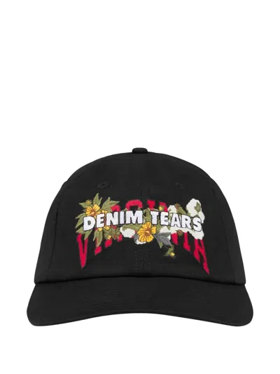 Denim Tears Virginia Floral-embroidered Cap In Metallic