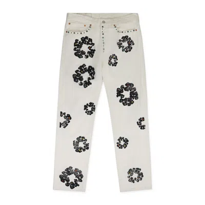 Denim Tears White Rhinestone Jeans