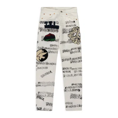 Denim Tears 501 Graffiti-print Jeans In Neutral