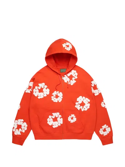 Denim Tears Wreath Cotton Hoodie In Orange
