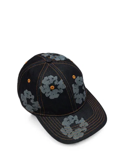 Denim Tears Wreath Denim Cap In Black