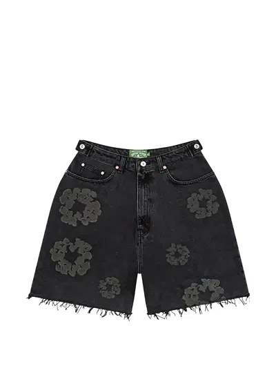Denim Tears Wreath Denim Shorts In Black