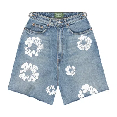 Pre-owned Denim Tears Wreath Jean Short 'light Wash' In Blue