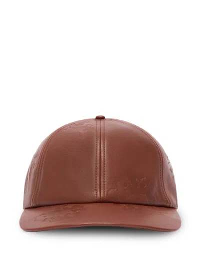 Denim Tears Wreath Leather Cap In Brown