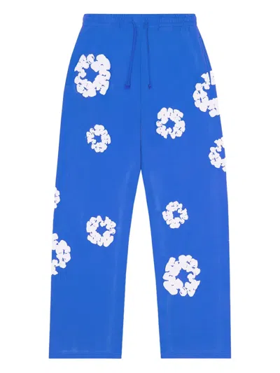 Denim Tears Wreath-print Track Pants In Blue