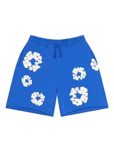 Denim Tears Wreath-print Track Shorts In Blue