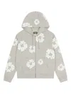 Denim Tears Wreath-print Zip-up Hoodie In White