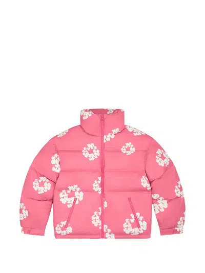 Denim Tears Wreath Puffer Jacket In Pink