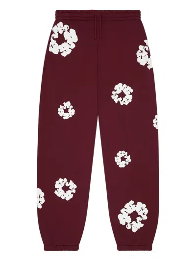 Denim Tears Wreath Track Pants In Burgundy