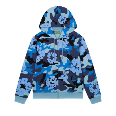 Pre-owned Denim Tears Wreath Zip Hoodie 'blue Camo' | Multi-color | Men's Size Xl