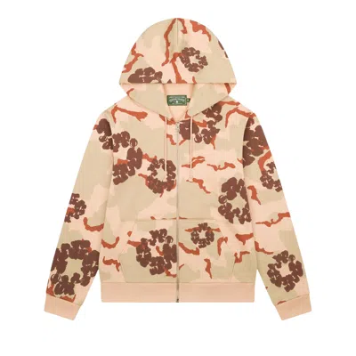 Pre-owned Denim Tears Wreath Zip Hoodie 'tan Camo' | Multi-color | Men's Size M