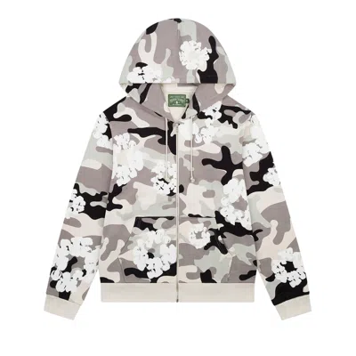 Pre-owned Denim Tears Wreath Zip Hoodie 'white Camo' | Multi-color | Men's Size Xl