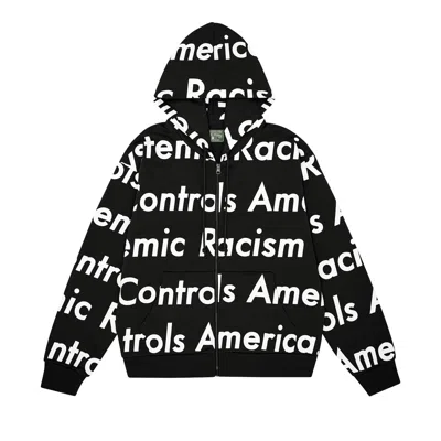 Pre-owned Denim Tears X Arthur Jafa Systemic Racism Controls America Zip Up Hoodie 'black'