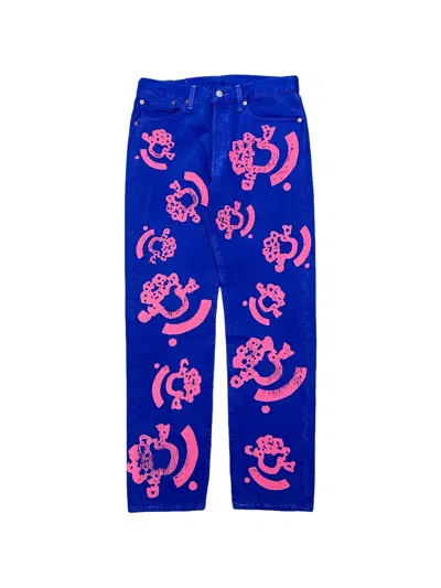 Denim Tears X Bstroy Levi's 501 Patterned Jeans In Blue
