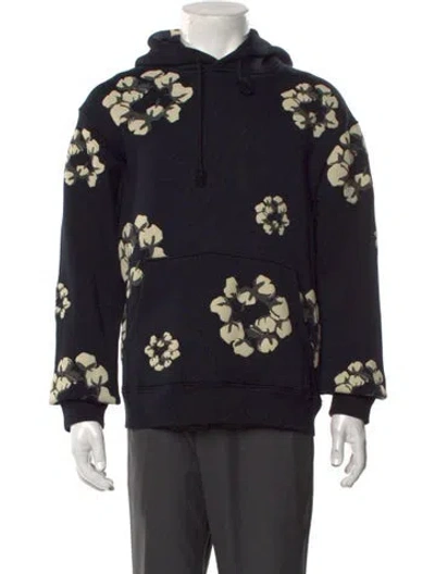 Pre-owned Denim Tears X Cactus Plant Flea Market Cotton Wreath Graphic Print Hoodie In Black