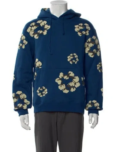 Pre-owned Denim Tears X Cactus Plant Flea Market Cotton Wreath Graphic Print Hoodie W/ Tags In Blue