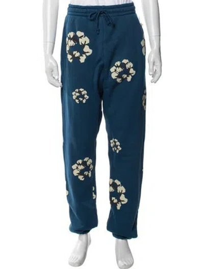 Pre-owned Denim Tears X Cactus Plant Flea Market Cotton Wreath Graphic Print Lounge Bottoms W/ Tags In Blue