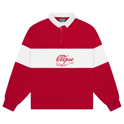 Pre-owned Denim Tears X Clipse Let God Sort Em Out Rugby 'red' | Men's Size Xxl