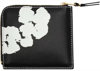 Pre-owned Denim Tears X Comme Des Garcos Cotton Wreath Zip Around Wallet In Black