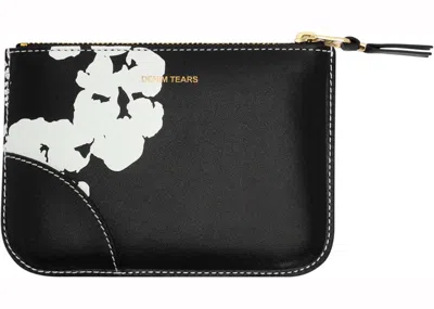 Pre-owned Denim Tears X Comme Des Garcos Cotton Wreath Zip Pouch (4.13 X 5.71 In) In Black