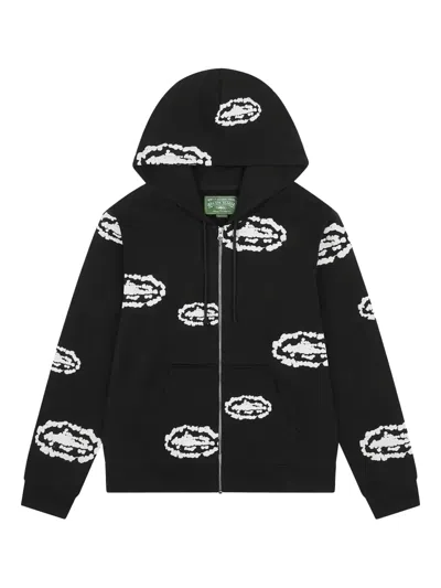 Denim Tears X Corteiz Wreath-print Cotton Hoodie In Brown