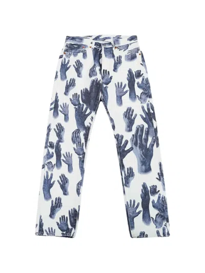 Denim Tears X Levi's 501 Hands-print Jeans In White