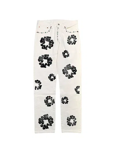 Denim Tears X Levi's 501 Wreath Logo Jeans In White