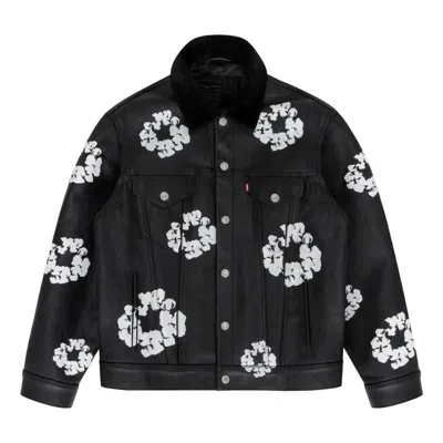Denim Tears X Levi's Fw23 Leather Cotton Wreath Type Iii Jacket 'black'
