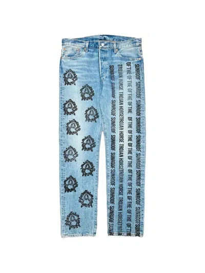Denim Tears X Levi's X Virgil Abloh Sunroof Of The Trojan Horse Jeans In Blue