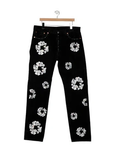Pre-owned Denim Tears X Levis 501 Rhinestone Cotton Wreath Slim Fit Jeans In Black