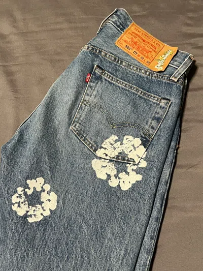 Pre-owned Denim Tears X Levis Cotton Wreath Jeans 30x32 In Blue
