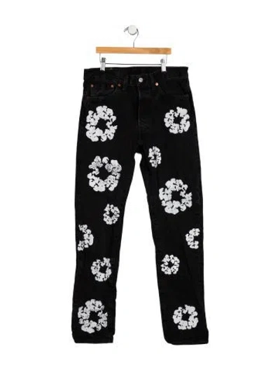 Pre-owned Denim Tears X Levis Cotton Wreath Slim Fit Jeans In Black