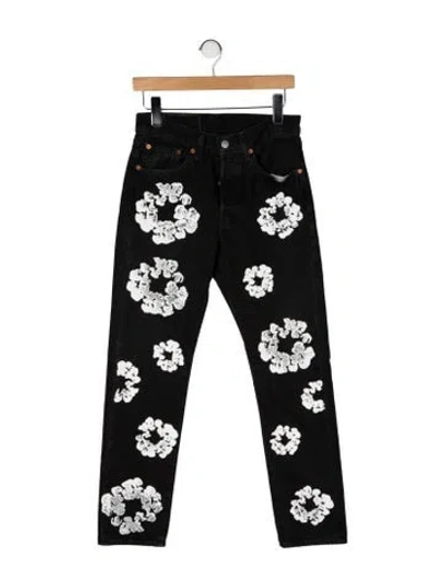 Pre-owned Denim Tears X Levis Cotton Wreath Slim Fit Jeans In Black