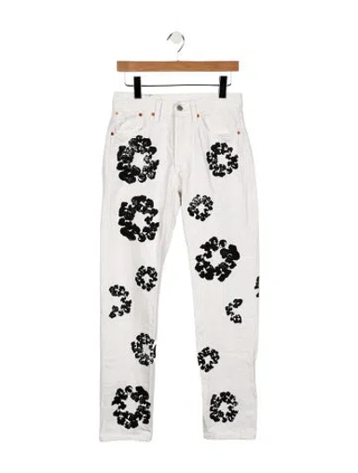 Pre-owned Denim Tears X Levis Cotton Wreath Slim Fit Jeans In White