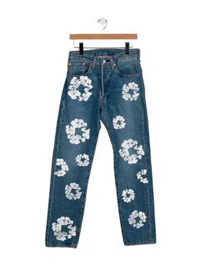 Pre-owned Denim Tears X Levis Cotton Wreath Straight-leg Jeans In Blue